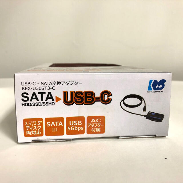 未使用品USB-C - SATA 変換アダプター REX-U30ST3-C   スマホ/家電/カメラのPC/タブレット(PC周辺機器)の商品写真