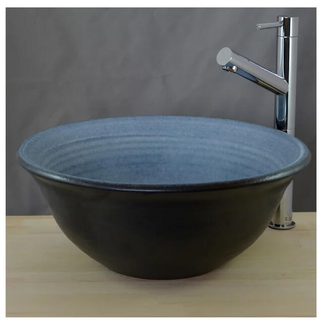 限定版 ブルービードロ手洗い鉢信楽焼き手洗器 陶器の手水鉢 tr-2189