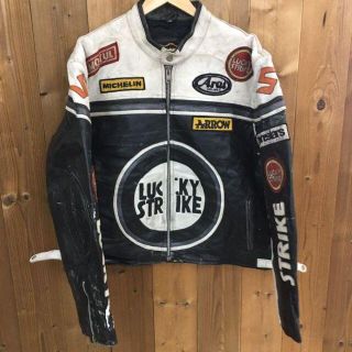 QENUINE LEATHER レザーレーシングジャケット バイクジャケット(レザージャケット)