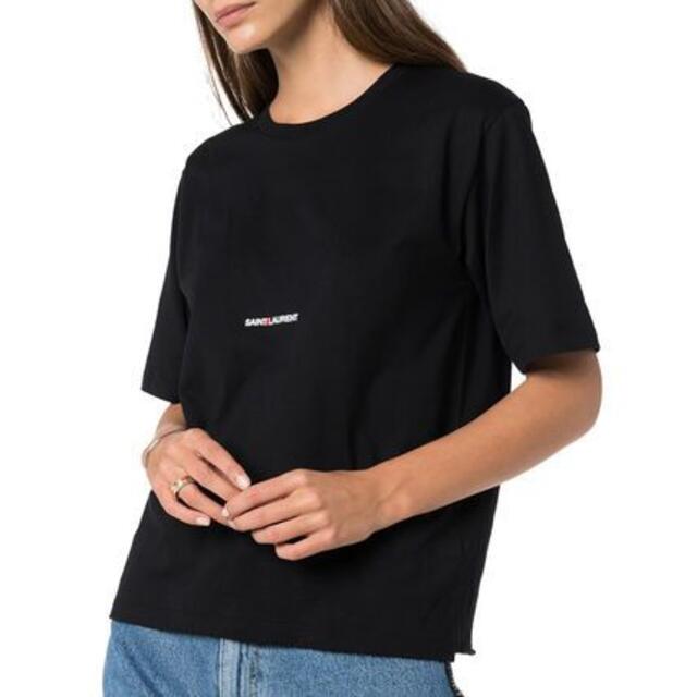 新品未使用 ◆Saint Laurent◆ロゴ コットン Tシャツ黒M