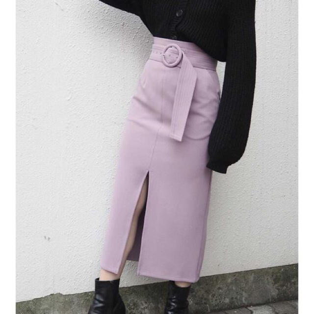 MURUA(ムルーア)のMURUA ベルテッドペンシルスカート ピンク1 美品 レディースのスカート(ロングスカート)の商品写真
