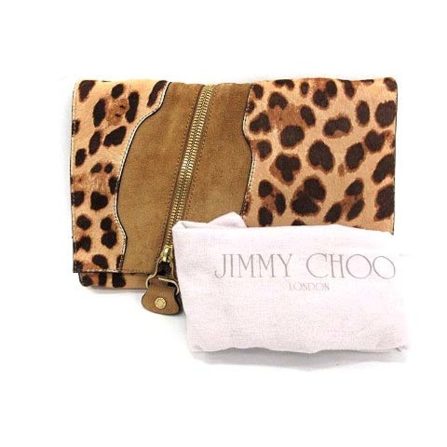 JIMMY CHOO(ジミーチュウ)のジミーチュウ クラッチバッグ セカンド パーティ ハラコ レオパード ベージュ レディースのバッグ(クラッチバッグ)の商品写真