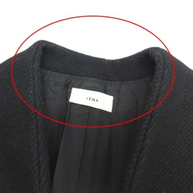 IENA(イエナ)のイエナ 17AW 40 L ノーカラーコート ウール ミドル丈 ミディアム 黒 レディースのジャケット/アウター(その他)の商品写真