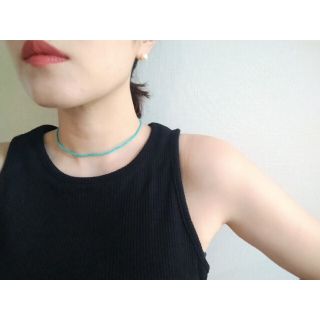 ビームス(BEAMS)のTurquoise✕gray flowerネックレス(ネックレス)