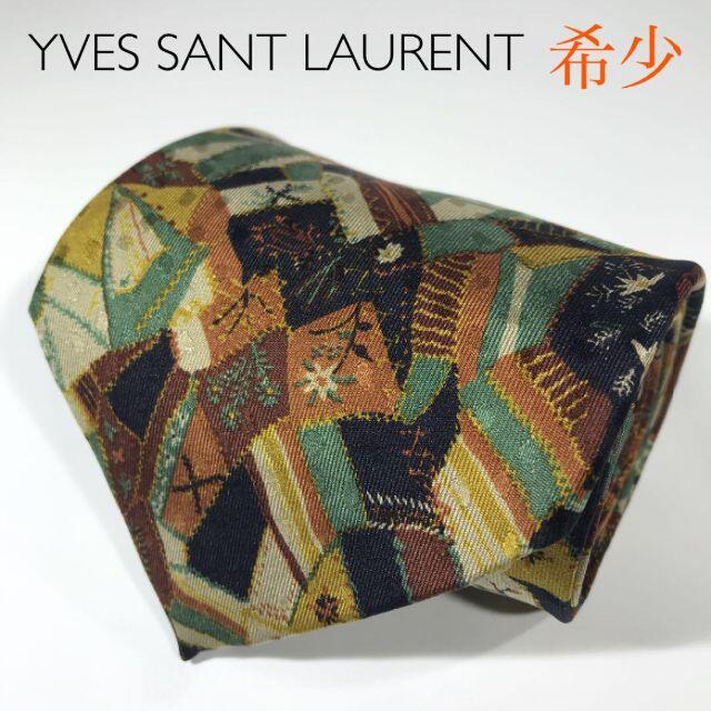 Saint Laurent(サンローラン)の希少 イヴサンローラン 日本製 高級シルク ネクタイ パッチワーク模様 メンズのファッション小物(ネクタイ)の商品写真