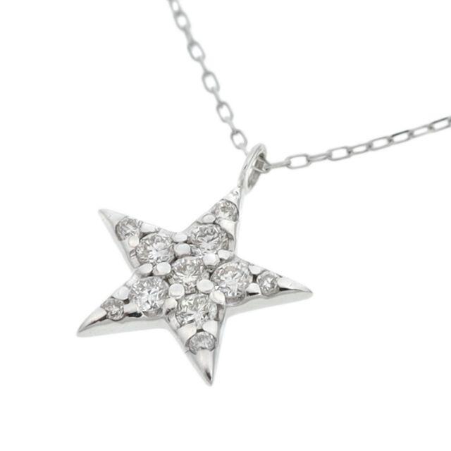 シンプルな星のかたちがとてもかわいいダイヤモンドネックレスK18WG