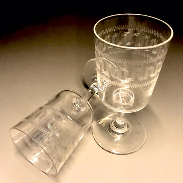 オールド バカラ グリーク Baccarat 1907年ワイングラス ペア - 1