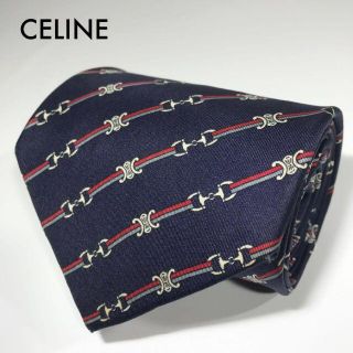 セリーヌ(celine)のセリーヌ スペイン製 高級シルク ネクタイ ワイドタイ ストライプ マカダム(ネクタイ)