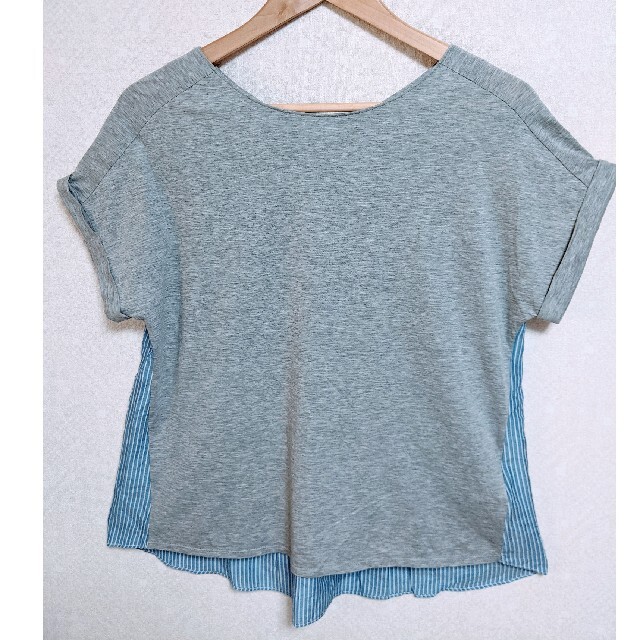 IENA(イエナ)の【美品♡】イエナ　シルク入りバック切り替えストライプ半袖Tシャツ レディースのトップス(Tシャツ(半袖/袖なし))の商品写真