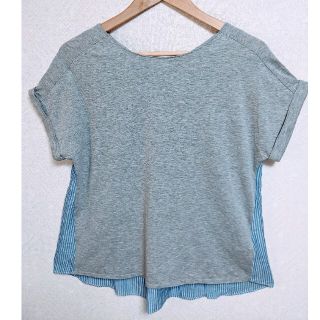 イエナ(IENA)の【美品♡】イエナ　シルク入りバック切り替えストライプ半袖Tシャツ(Tシャツ(半袖/袖なし))