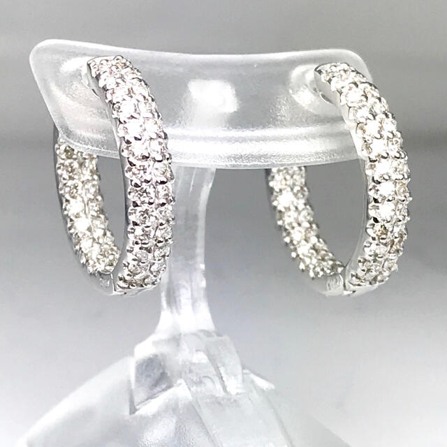 計1.00ct 天然ダイヤモンド 中折れ式 PT950 パヴェフープピアスの通販