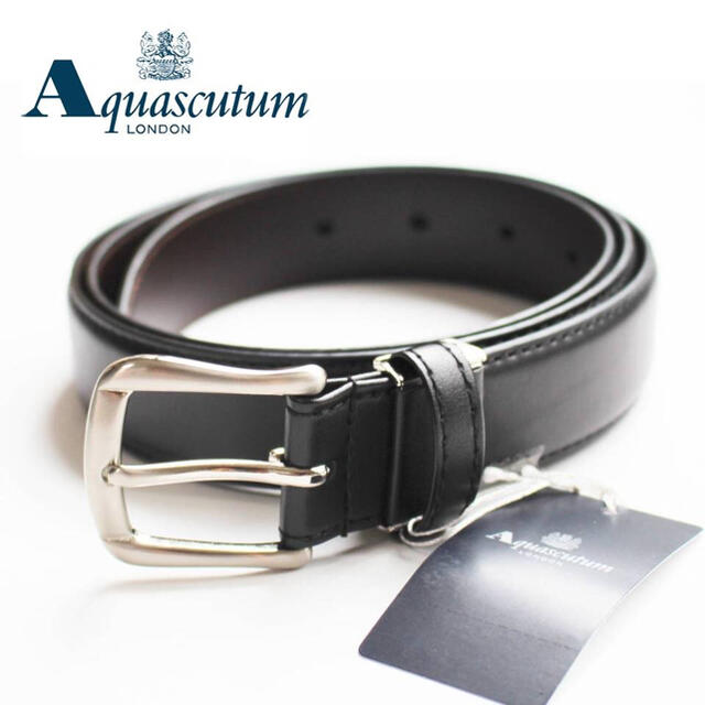 AQUA SCUTUM(アクアスキュータム)の 《アクアスキュータム》新品 レザーベルト 黒 ビジネス サイズ調整可 98cm メンズのファッション小物(ベルト)の商品写真