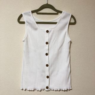 シマムラ(しまむら)の極美品♡プチプラのあや　PAテレコタンクトップ　白のみ(タンクトップ)