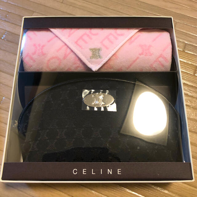 箱付 CELINE セリーヌ ポーチ ハンカチ セット マカダム ブラウン