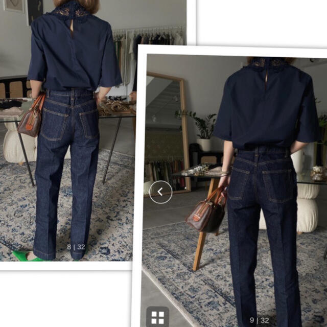 Ameri VINTAGE(アメリヴィンテージ)の AMERI CENTER PRESS STRAIGHT DENIM レディースのパンツ(デニム/ジーンズ)の商品写真