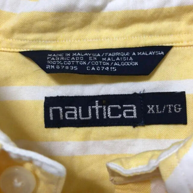 NAUTICA(ノーティカ)のNAUTICA ☆ワンポイント刺繍ロゴ 黄 白 ストライプ 長袖 BDシャツ メンズのトップス(シャツ)の商品写真