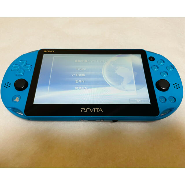 PlayStation Vita(プレイステーションヴィータ)のPSVita PCH-2000 ZA23 本体 アクアブルー 動作確認済み エンタメ/ホビーのゲームソフト/ゲーム機本体(家庭用ゲーム機本体)の商品写真