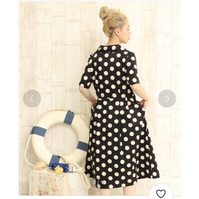 Dot&Stripes CHILDWOMAN(ドットアンドストライプスチャイルドウーマン)の100/2 サテンドットプリント　開襟シャツワンピース レディースのワンピース(ロングワンピース/マキシワンピース)の商品写真