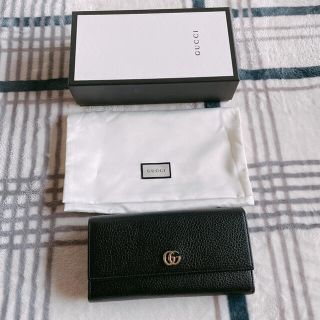 グッチ(Gucci)の美品 GUCCI グッチ GG マーモント 長財布 ブラック(長財布)