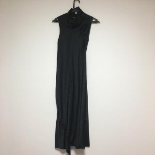 アンドゥムルメステール(Ann Demeulemeester)のアンドゥムルメステール　シルクブラックドレス　34S〜M(ひざ丈ワンピース)