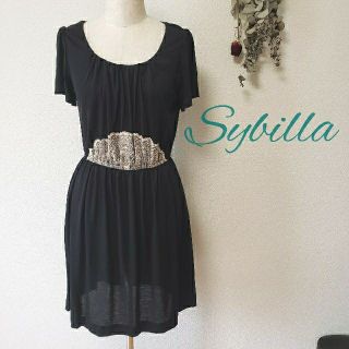 シビラ(Sybilla)のSybilla シビラ　チュニック　半袖カットソー　ブラック黒色(チュニック)