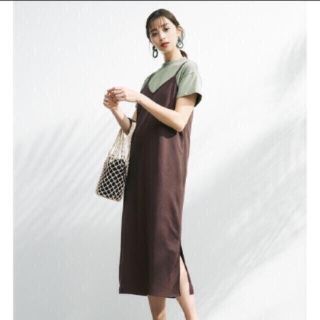 ザラ(ZARA)の★新品 完売品 GU ジーユー 美シルエット キャミソールワンピース ブラウンM(ロングワンピース/マキシワンピース)