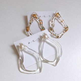 acs ハンドメイド　クリアピアス　(ピアス)