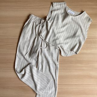 ザラ(ZARA)の値下げ⭐︎Tranc88 リネン ストライプパンツ タンクトップ セットアップ(セット/コーデ)