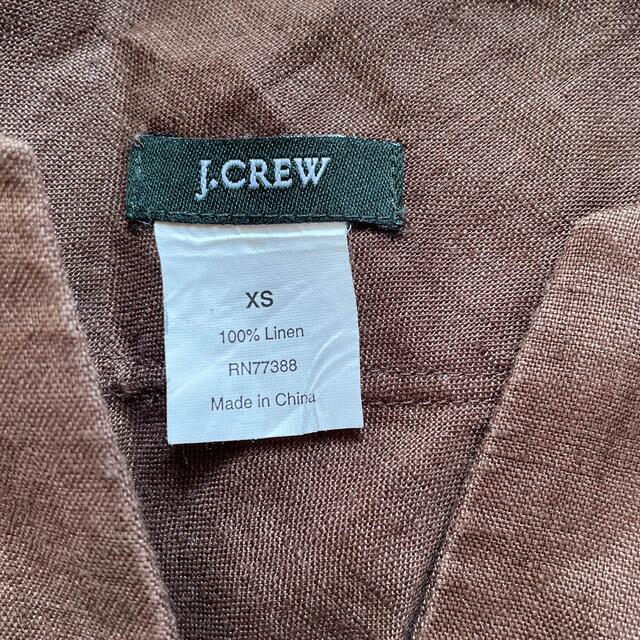 J.Crew(ジェイクルー)のJ.CREW 膝丈リネンワンピース 茶色 XSサイズ レディースのワンピース(ひざ丈ワンピース)の商品写真