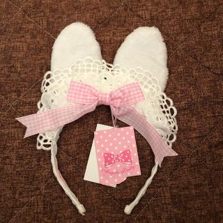 アンジェリックプリティー(Angelic Pretty)のRibbon Bunny Cafeカチューシャ　白×ピンク(カチューシャ)