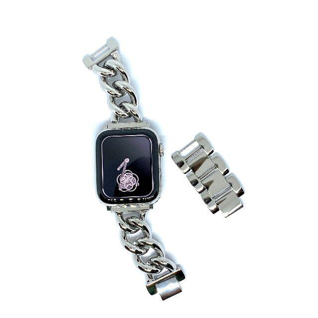 アップルウォッチ 最高級シルバーチェーンブレスレット　ベルト　 レディースのファッション小物(腕時計)の商品写真