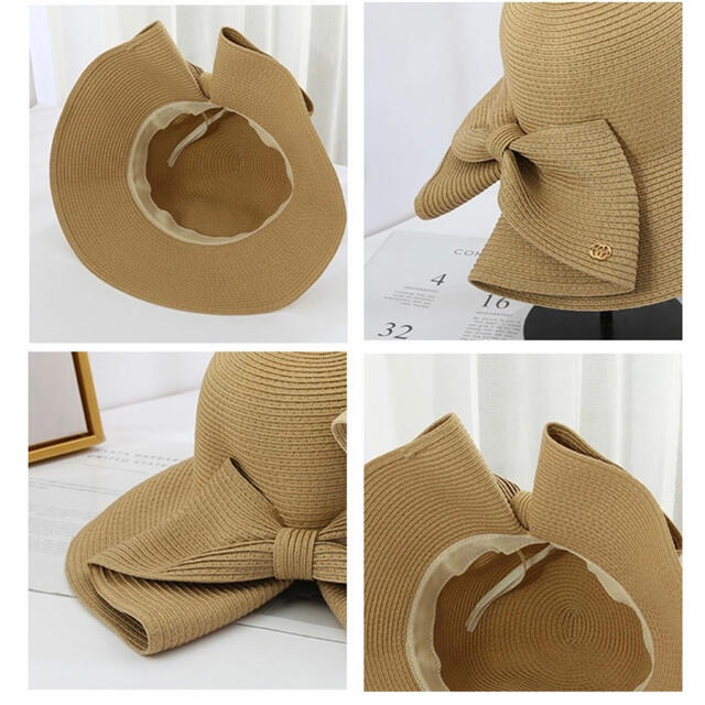 ZARA(ザラ)のバックリボン　ストローハット レディースの帽子(麦わら帽子/ストローハット)の商品写真