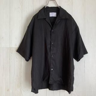 ステュディオス(STUDIOUS)のステュディオス STUDIOS オープンカラー リネン半袖シャツ  ブラック(シャツ)