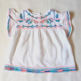 ザラキッズ(ZARA KIDS)のザラ　ベビー　zara baby  刺繍ガーゼトップス　2/3 98 90(ブラウス)