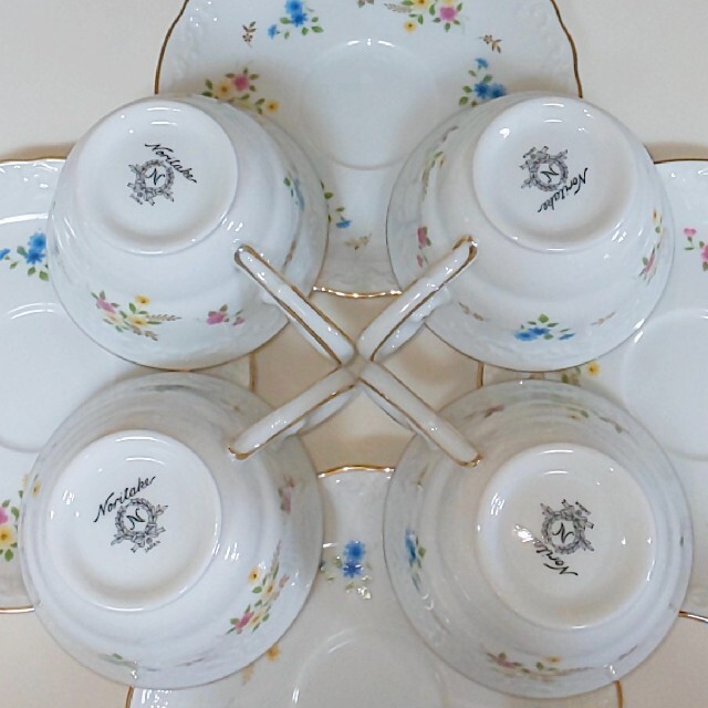 ‼️廃盤品激レア‼️オールドノリタケ 散らし花 ティーカップ&ソーサー4客セット
