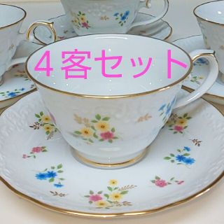 ‼️廃盤品激レア‼️オールドノリタケ 散らし花 ティーカップ&ソーサー4客セット