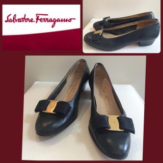 サルヴァトーレフェラガモ(Salvatore Ferragamo)のフェラガモ♡定番ヴァラ♡ブラックレザー パンプス♡(ハイヒール/パンプス)