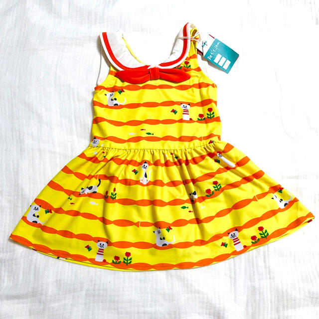 Petit jam(プチジャム)のpetit jam 猫さん柄のセーラー水着　100 キッズ/ベビー/マタニティのキッズ服女の子用(90cm~)(水着)の商品写真