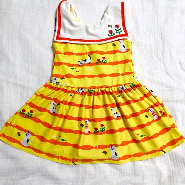 Petit jam(プチジャム)のpetit jam 猫さん柄のセーラー水着　100 キッズ/ベビー/マタニティのキッズ服女の子用(90cm~)(水着)の商品写真