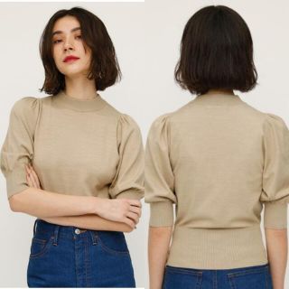 スライ(SLY)のSLY スライ　TURTLE PUFF SLEEVE TOPS 半袖ニット(ニット/セーター)