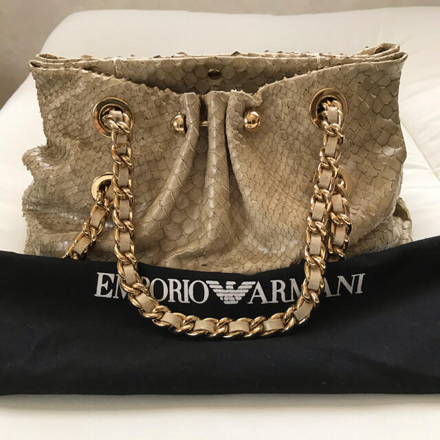 Emporio Armani(エンポリオアルマーニ)のアルマーニ　パイソン　バッグ　チェーン レディースのバッグ(ハンドバッグ)の商品写真