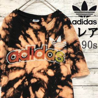 アディダス(adidas)の【一点物】90s タイダイ アディダス Tシャツ 黒 ブラック トレフォイル(Tシャツ/カットソー(半袖/袖なし))