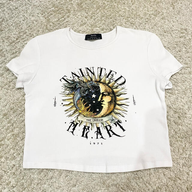 Bershka(ベルシュカ)のBershka 白 プリント Tシャツ レディースのトップス(Tシャツ(半袖/袖なし))の商品写真