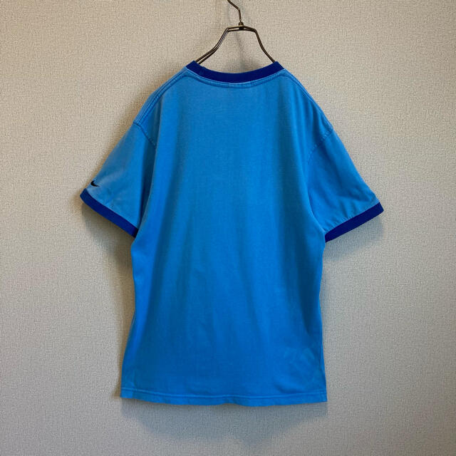 NIKE(ナイキ)の90s NIKE リンガー Tシャツ スカイブルー×ブルー ゆるだぼ レディースのトップス(Tシャツ(半袖/袖なし))の商品写真