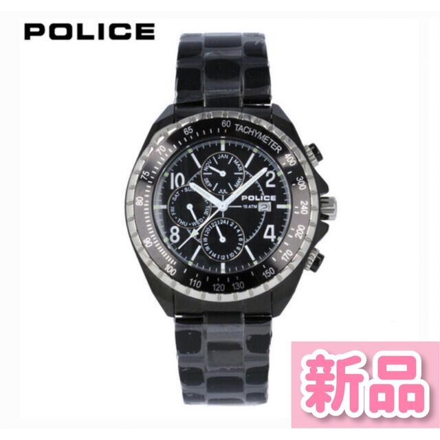 POLICE クロノグラフ腕時計　マルチファンクションモデル　ブラックステンレス