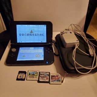 ニンテンドー3DS(ニンテンドー3DS)のニンテンドー3DSLL　ブラック+ソフト３本(携帯用ゲーム機本体)