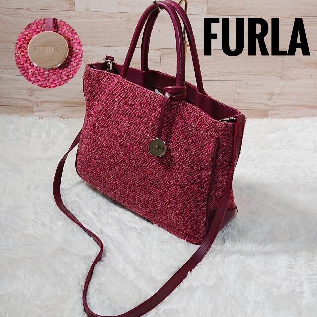 FURLA フルラ 2way ショルダーバッグ ツイード - ショルダーバッグ