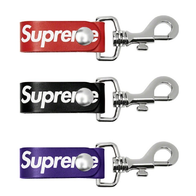 Supreme(シュプリーム)の3色セット Supreme Leather Key Loop 赤 黒 紫 メンズのファッション小物(キーホルダー)の商品写真