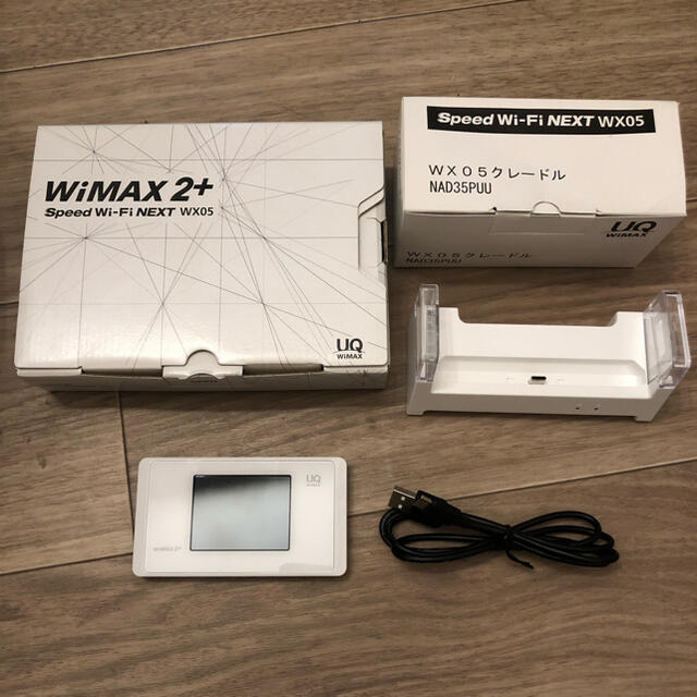 NEC(エヌイーシー)のWiMAX 2+ Speed Wi-Fi NEXT WX05 クレードル付 スマホ/家電/カメラのスマートフォン/携帯電話(その他)の商品写真