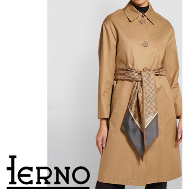 新品未使用　HERNO  スカーフベルテッドステンカラーコート　ジャケット